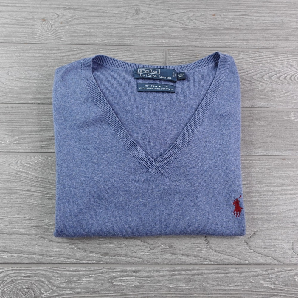 Polo Ralph Lauren Sweater Vest Men's Size 2XB Big Pony Logo Pima Cotton Blue